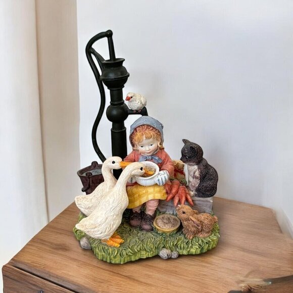 1999 Vintage At The Water Pump 12264 Lefton Child Figurines 4.75" Tall - Picture 1 of 12